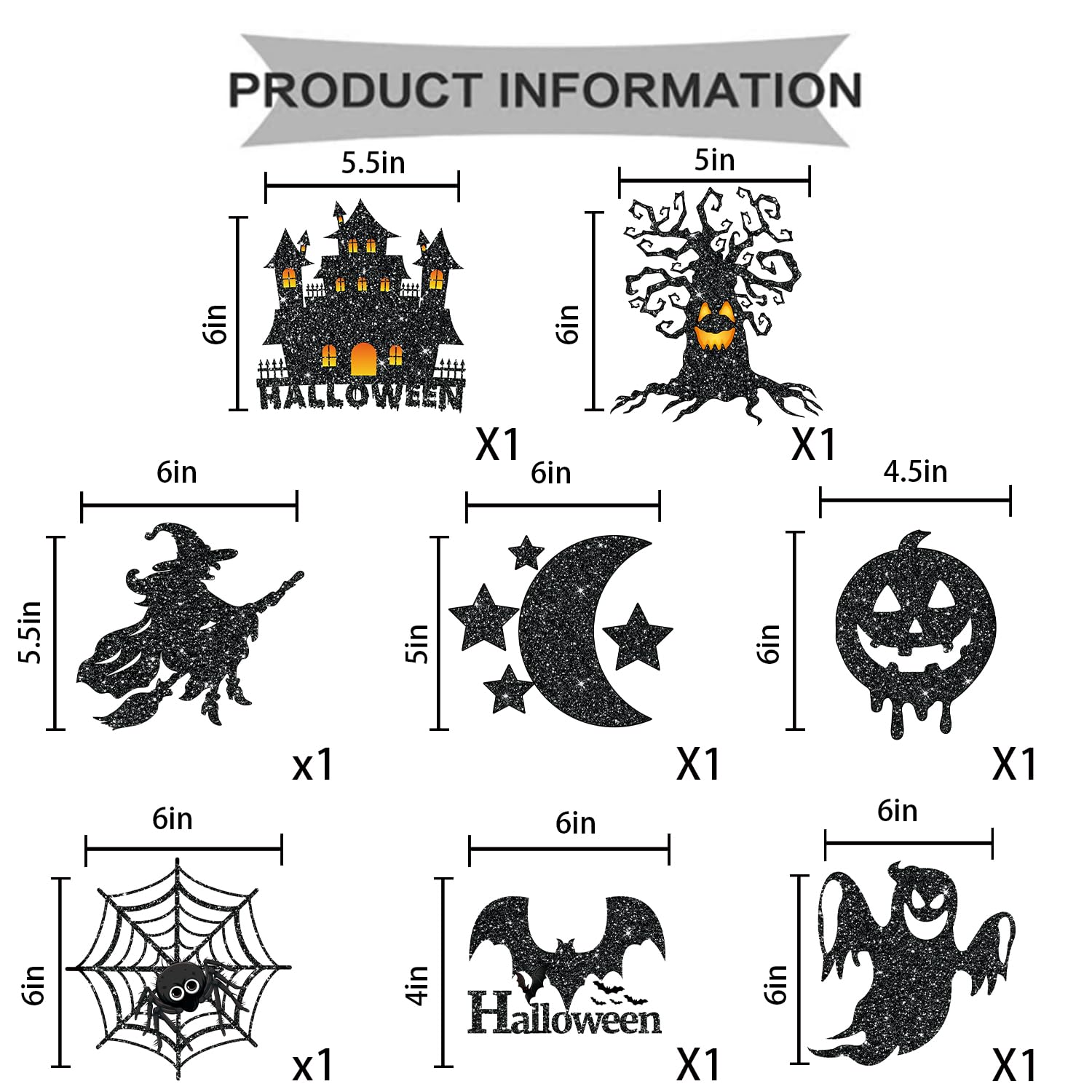 Happy Halloween Banner & Hanging Swirl Set – 17PCS Black & Orange Ceiling Decorations with Glitter Foil