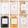 35oz Square Glass Pantry Storage Containers with Bamboo Lids – 6 Pack Airtight Kitchen Organizer Set