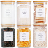 35oz Square Glass Pantry Storage Containers with Bamboo Lids – 6 Pack Airtight Kitchen Organizer Set