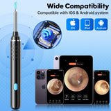 Wireless Ear Wax Removal Tool with 1080P HD Camera & App Control – Smart Ear Cleaner Kit with LED Lights and Rechargeable Battery (Black Edition)