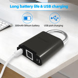 Waterproof Fingerprint Padlock with USB Rechargeable Battery, Biometric Smart Lock for Gym Locker, Gate, Bike & Outdoor Security