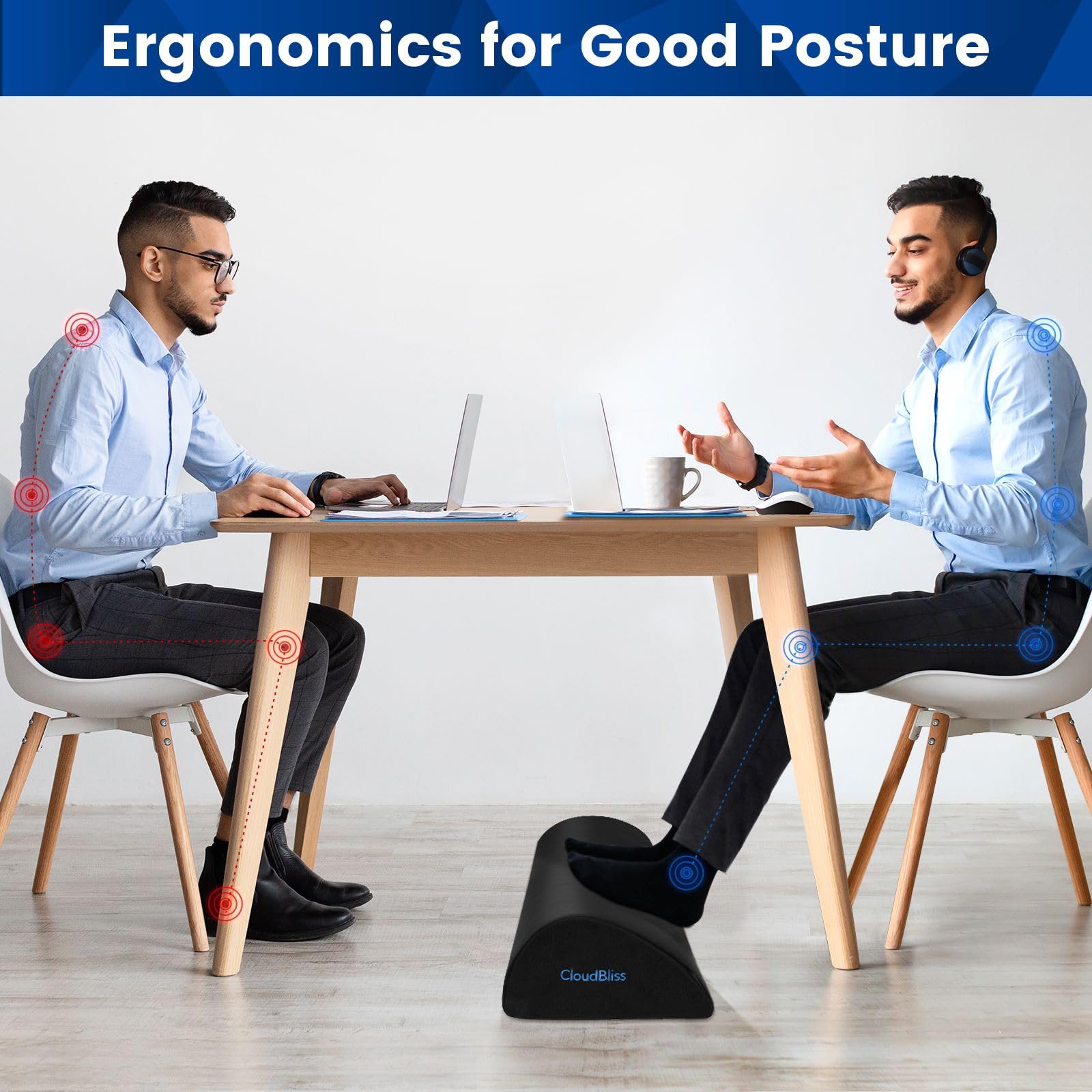 Ergonomic Under Desk Foot Rest Memory Foam Foot Stool with Washable Cover Office Support Cushion Black