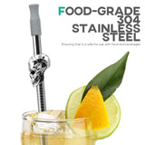 Stainless Steel Skull Straw Set – 10.5” Reusable Silver Black Straws (4PCS + Cleaning Brush + Carry Bag)