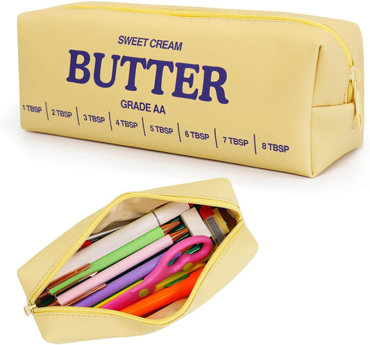 Butter Stick Pencil Case with Zipper and Large Storage