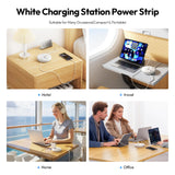 Compact Travel Power Strip with 3 Outlets & 3 USB Ports – Desktop Charging Station with 3ft Cord (White)