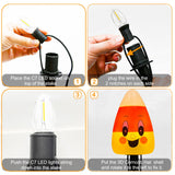 7FT Halloween Candy Corn Pathway Lights – Outdoor LED Walkway Marker Stakes (4 Corncob Lights, Waterproof, Connectable)