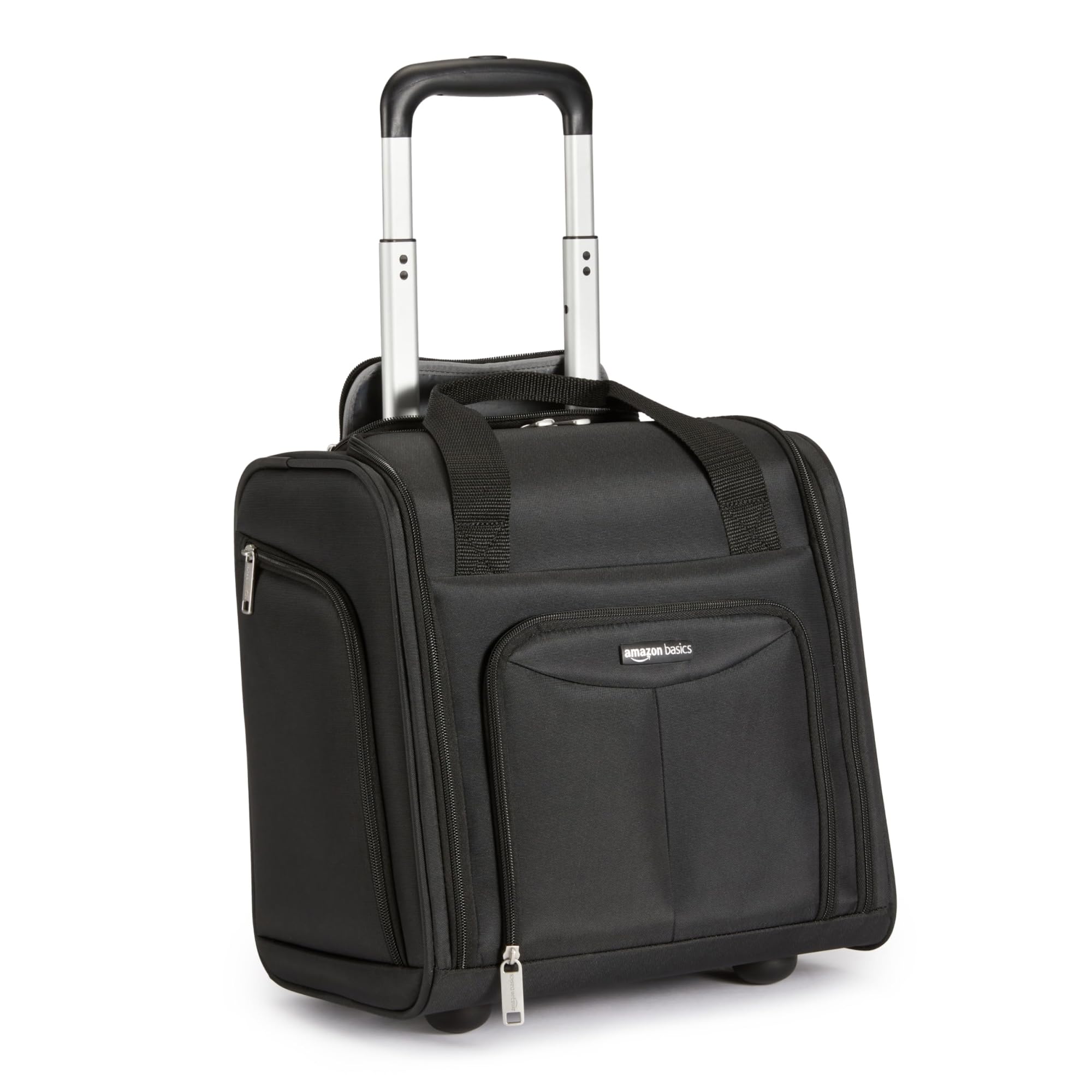 Amazon Basics 14-Inch Underseat Carry-On Luggage with Wheels – Compact Rolling Travel Bag, Black