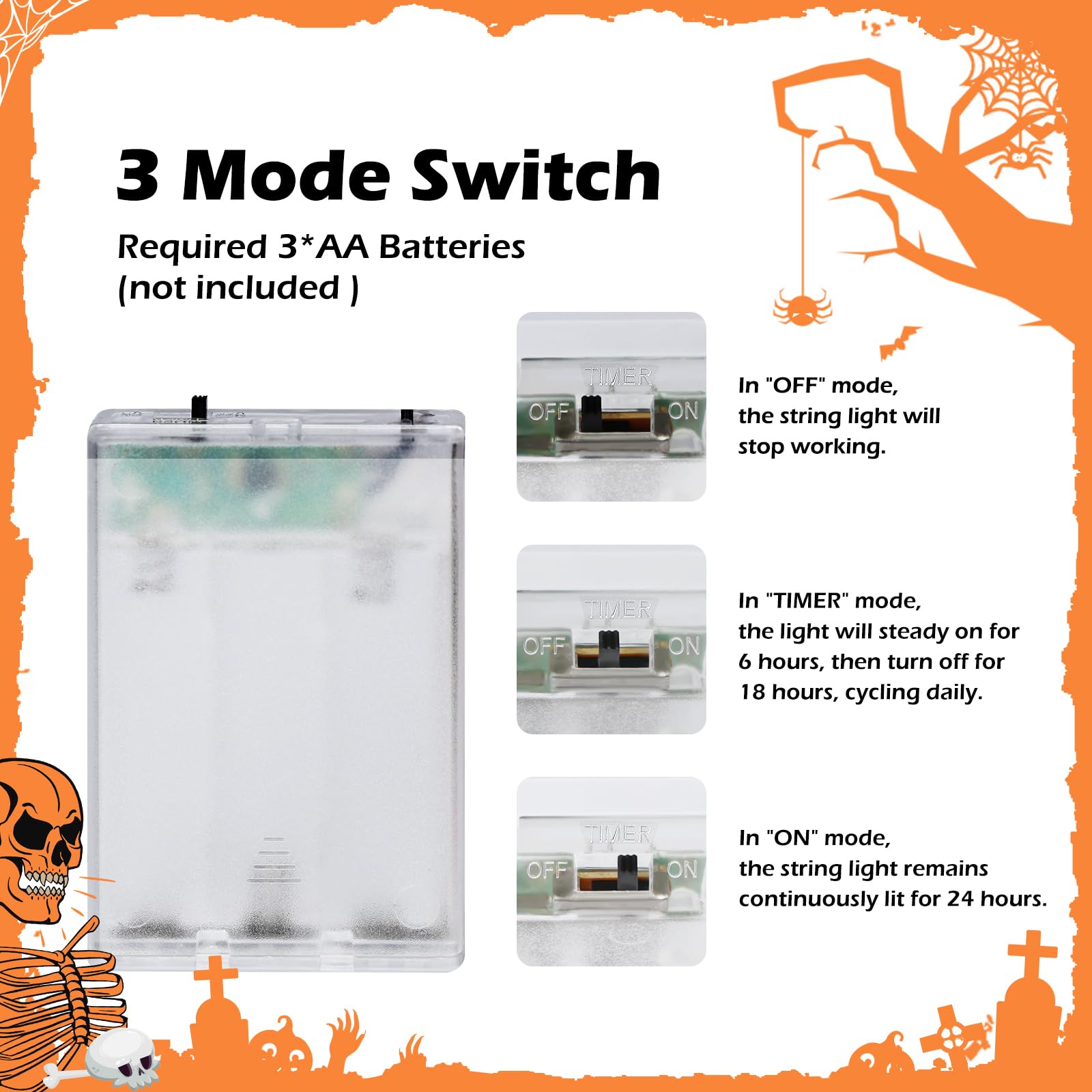 Halloween Pumpkin String Lights – 2 Pack 20 LED Battery Operated Lights (8.2 FT Each, 3 Modes, Orange Glow)