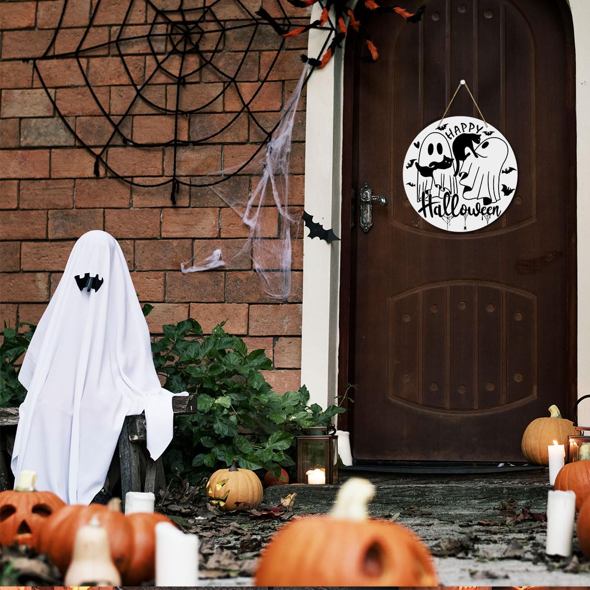 Autumn Wooden Round Sign – 12" Rustic Farmhouse Hanging Fall Decor with Jute Rope