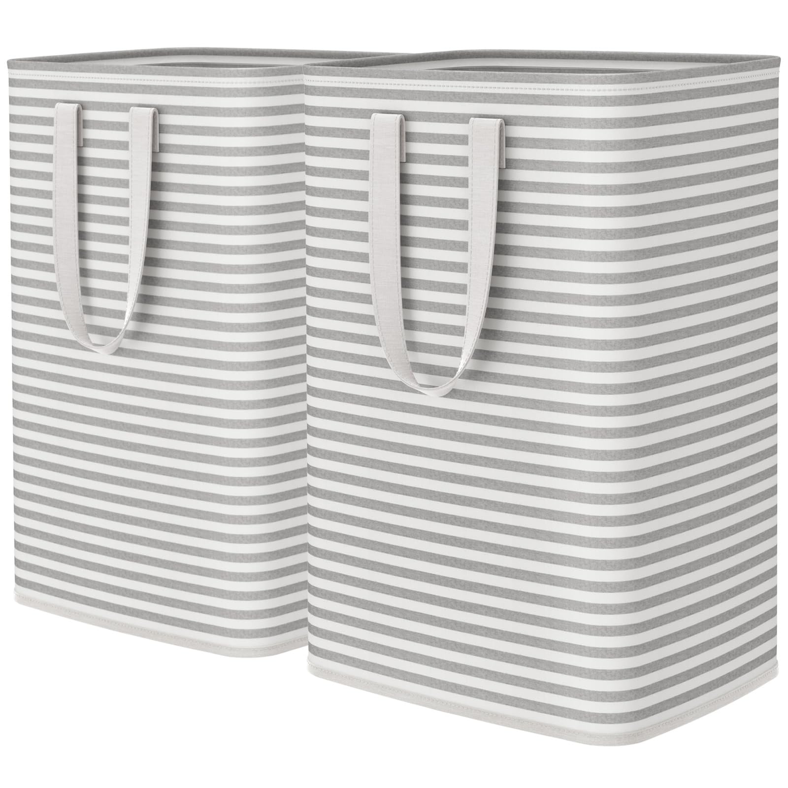 LIFEWIT Freestanding Laundry Hamper 2-Pack – Large Foldable Waterproof Clothes Basket with Carry Handles (80L Each, Grey)