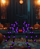 Giant Light-Up Halloween Spider – 59" Black Hairy Spider with 36 LED Purple Lights & Red Eyes