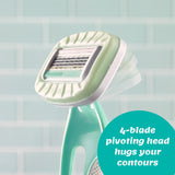 Women’s Travel Razor with Built-In Moisturizing Bar – Compact 4-Blade Shaving Razor for Sensitive Skin