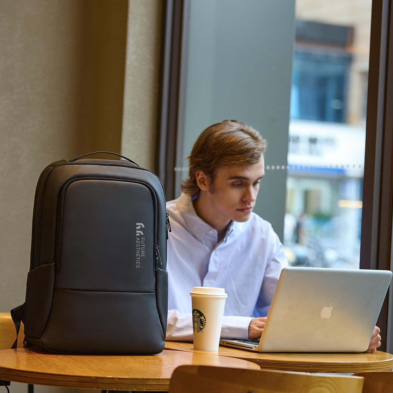 HK Slim Business Laptop Backpack with USB Charging Port & Anti-Theft Pocket – 15.6 Inch, Black