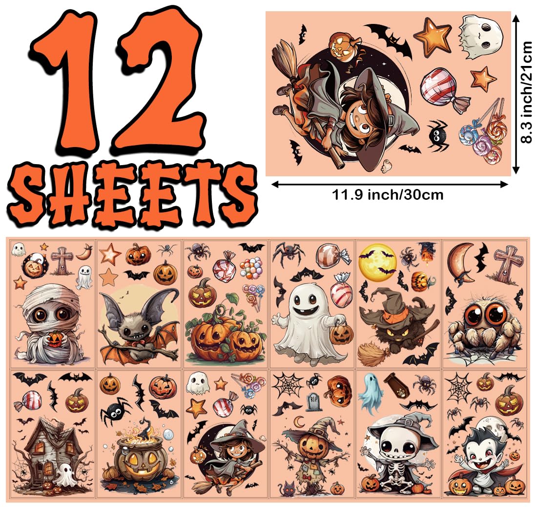12-Sheet Halloween Window Clings – Reusable Double-Sided PVC Stickers for Home & Party Decor