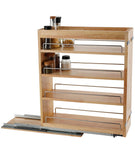 DINDON Solid Wood Pull-Out Spice Rack Cabinet Organizer – Slim Slide-Out Storage Shelf for Kitchen & Pantry (Natural Wood)
