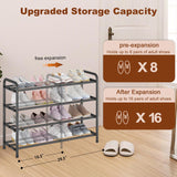 KANAV 4-Tier Expandable Shoe Rack – Adjustable Stainless Steel Shoe Organizer for Entryway & Closet (Black)
