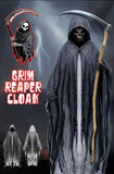 Grim Reaper Cloak – Gray Full-Length Hooded Robe for Adults, Halloween Horror Costume