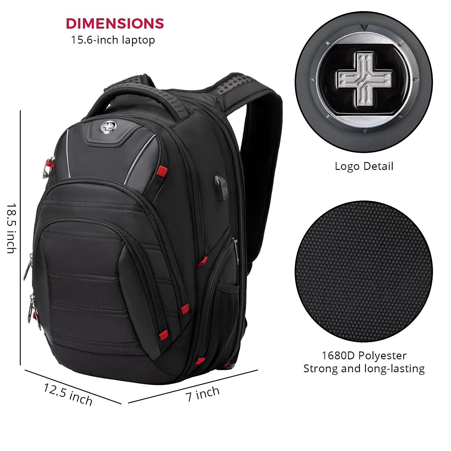 Swissdigital Design Travel Laptop Backpack – TSA Friendly USB-C Charging RFID Business Bag