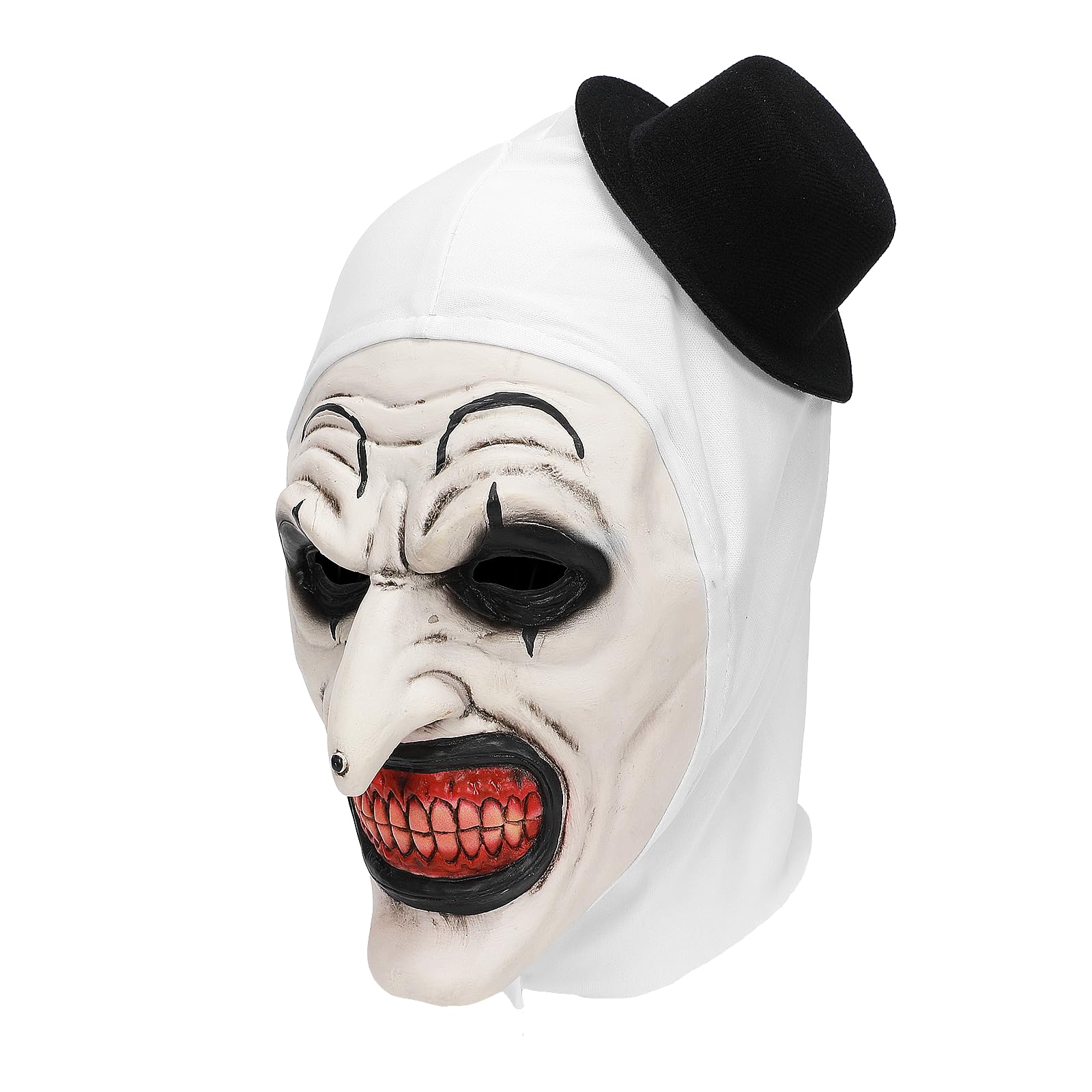 Killer Clown Latex Mask – Black Horror Halloween Mask with Bloody Teeth & Realistic Movie-Inspired Design