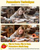 Kids Pomodoro Flip Cube Timer with Visual LED Time Ring, Silent Focus Mode & USB-C Rechargeable – Orange