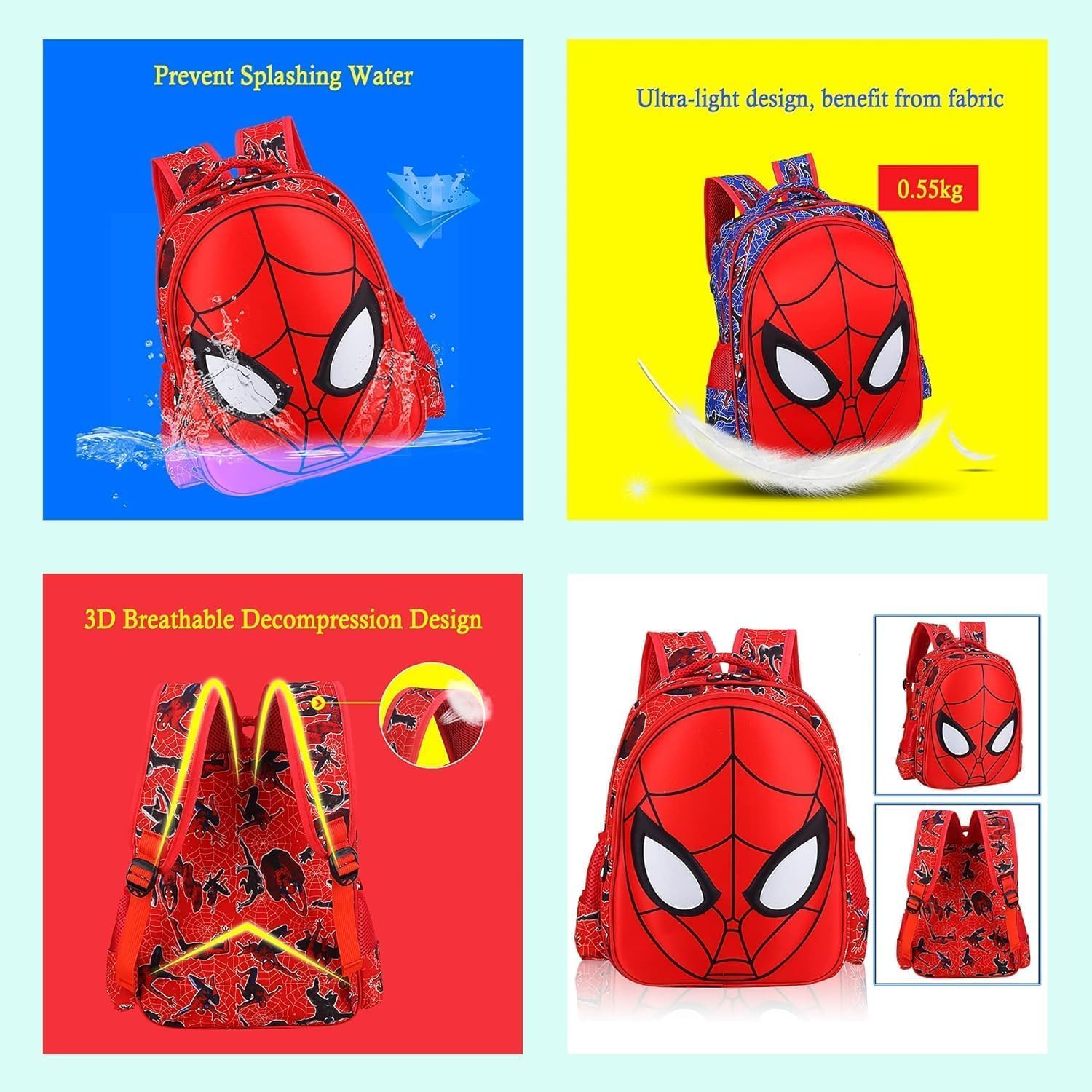 Red 3D Spider School Backpack Set with Pencil Case