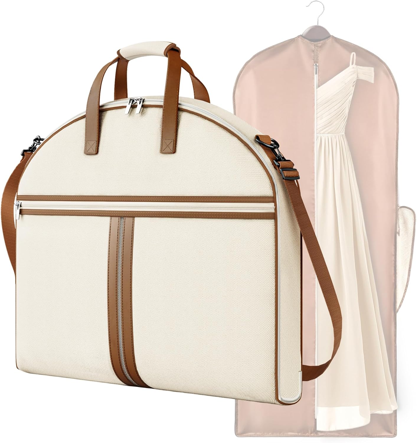 56-Inch Beige Foldable Carry-On Garment Bag