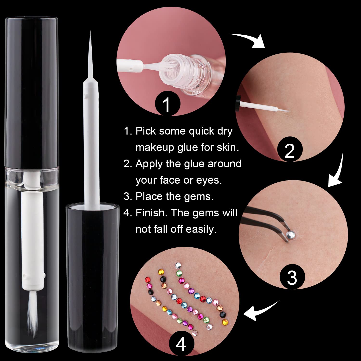 12-Color Rhinestone Nail Art Kit with AB & Clear Gems – 4500+ Crystals, Glue, Tweezer & Picker Pencil Set