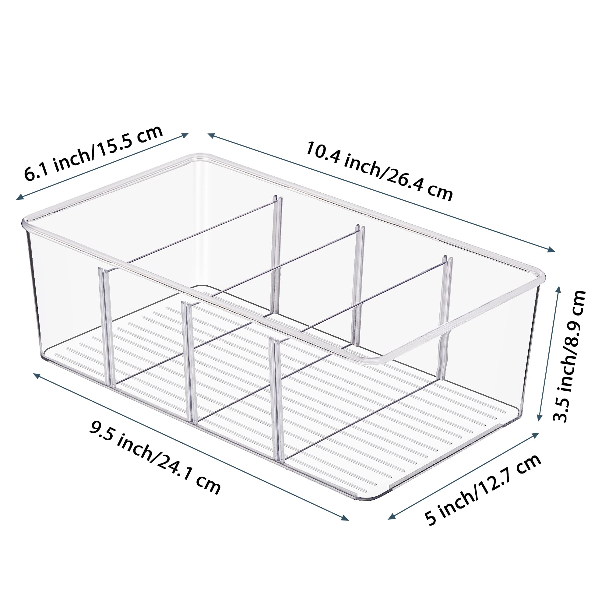 Clear Food Packet Organizer Bin with Removable Dividers – Pantry & Cabinet Storage for Snacks, Spices and Seasonings