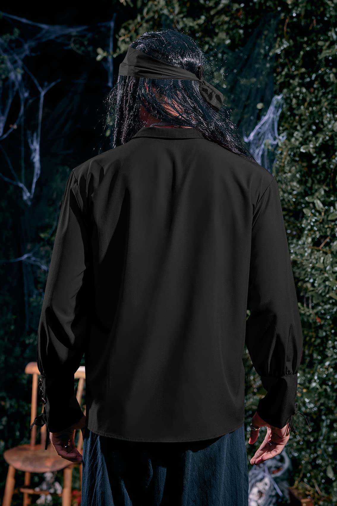 Black Pirate Renaissance Shirt – Lace-Up Medieval Long Sleeve Top for Men & Women ⚓🖤