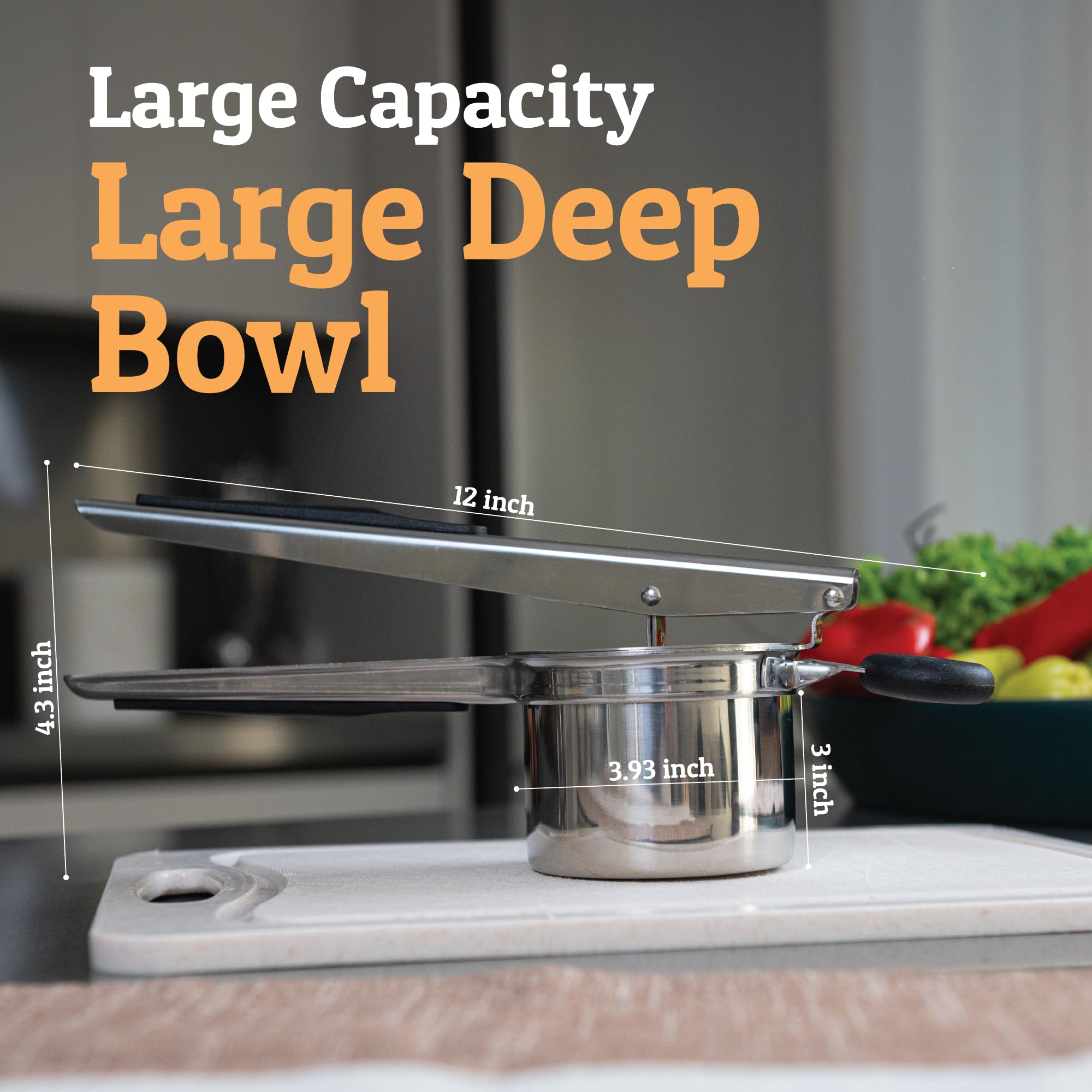 Heavy-Duty Potato Ricer & Masher – Large Basket, Non-Slip Handles, Dishwasher Safe