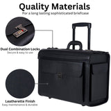 Alpine Swiss 17-Inch Rolling Laptop Briefcase with Wheels & Combination Locks – Black