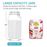 Vtopmart 78oz Glass Food Storage Jars with Airtight Clamp Lids – 3-Pack Large Kitchen Canisters with Reusable Labels