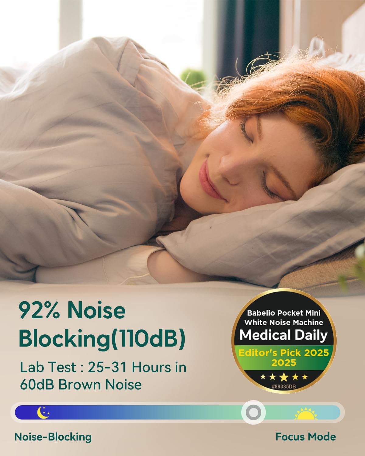 Portable White Noise Machine – Pocket Sleep Sound Machine with 15 Relaxing Sounds & USB-C Rechargeable Design