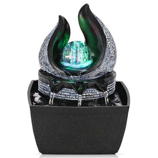 Artistic LED Crystal Ball Tabletop Fountain – 3-Level Adjustable Indoor Water Feature (Painted Finish)