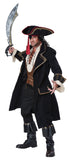 Deluxe Pirate Captain Costume for Men – Black & Brown Long Coat with Vest & Boot Covers (X-Large)