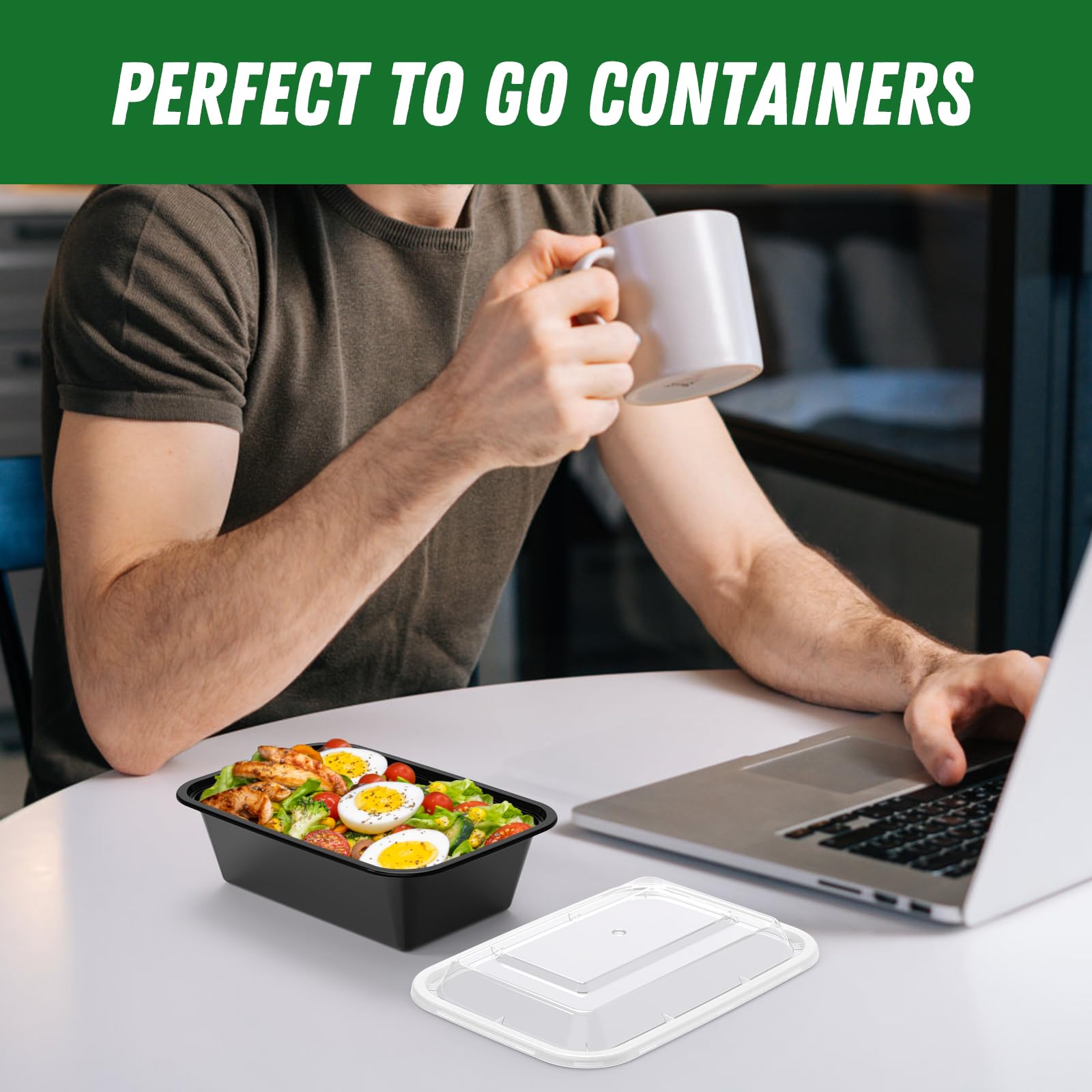 Dealusy 24oz Meal Prep Containers with Lids – 50 Pack Reusable Leakproof Food Containers
