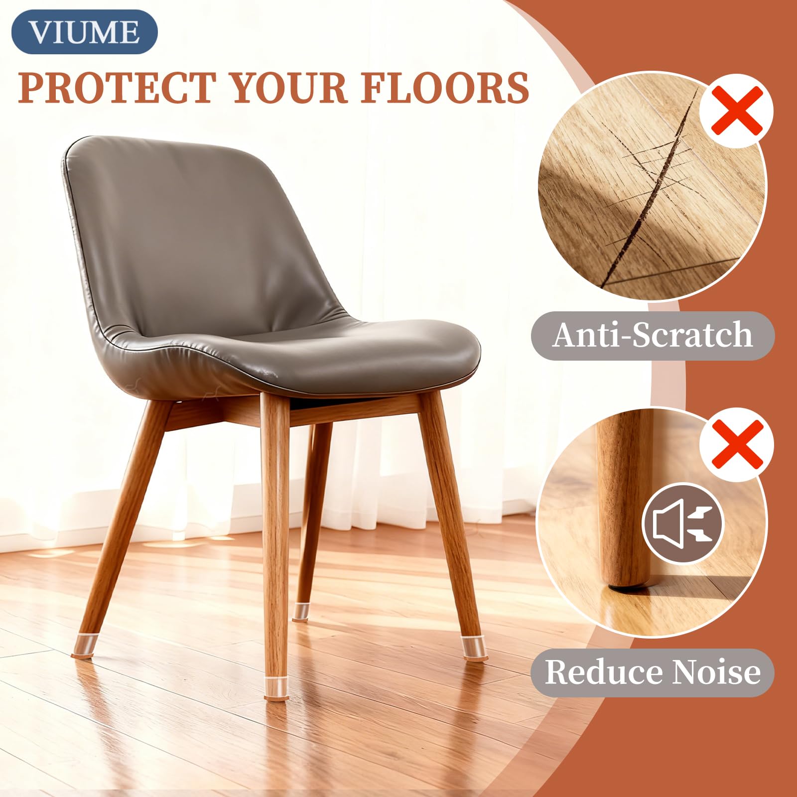 24-Pack Silicone Chair Leg Floor Protectors with Felt Pads – Anti-Scratch Furniture Caps for Hardwood & Tile Floors