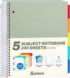 All-in-One Study Notebook with 5 Pocket Dividers, 400 College Ruled Pages and Binder-Ready Sheets