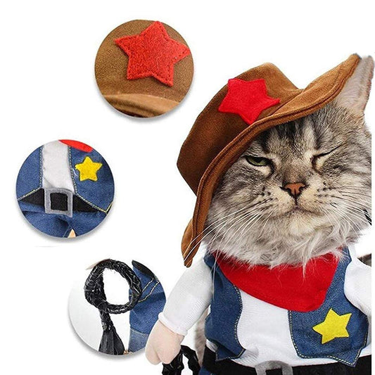 Funny Cowboy Dog Costume – Dark Blue Western Pet Outfit for Halloween & Parties