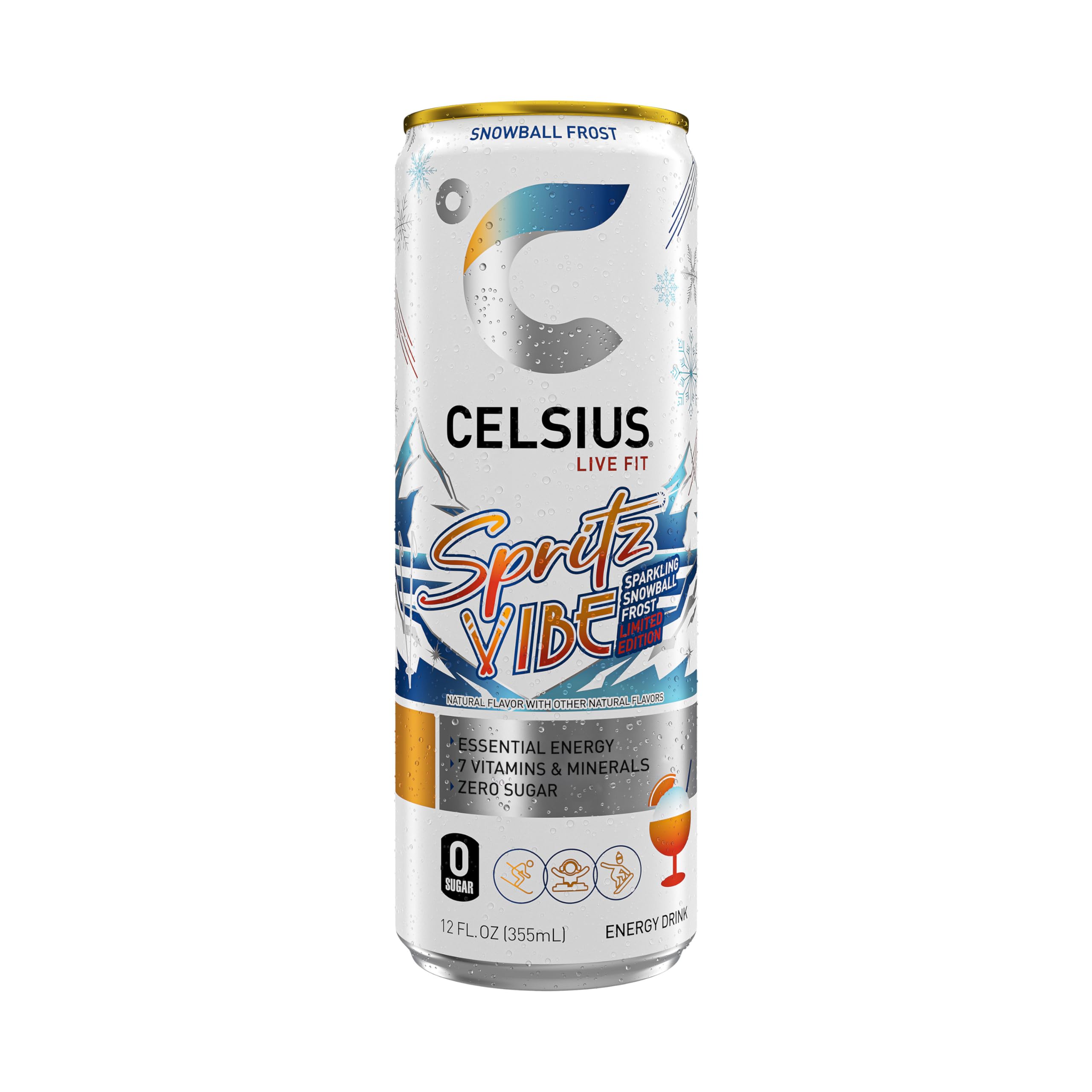 CELSIUS Sparkling Spritz Vibe Limited Edition Energy Drink, Sugar-Free with 200mg Caffeine & Essential Vitamins – 12 Pack, 12 fl oz