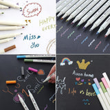 12-Color Fine Point Metallic Marker Set for Dark Paper and DIY Crafts