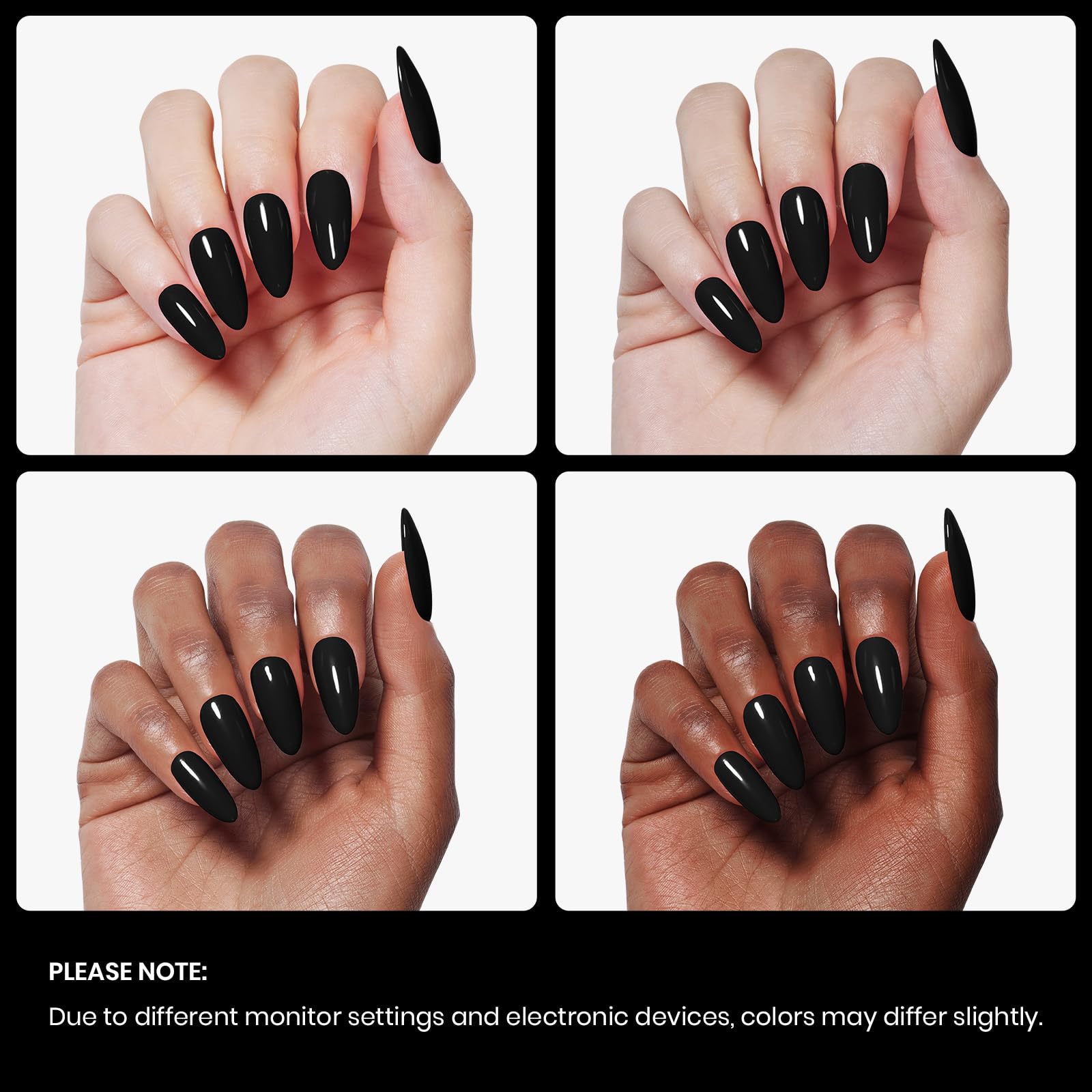 Audrey Black Gel Nail Polish – 15ml Long-Lasting UV/LED Soak Off Gel with High Gloss Finish