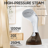 2-in-1 Handheld Garment Steamer Iron 1200W Fast Heat Portable Wrinkle Remover with Leak-Proof Design