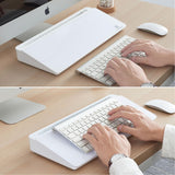 TSJ Office Glass Desktop Whiteboard Keyboard Stand with Hidden Drawer Storage & Accessory Tray for Organized Workspace