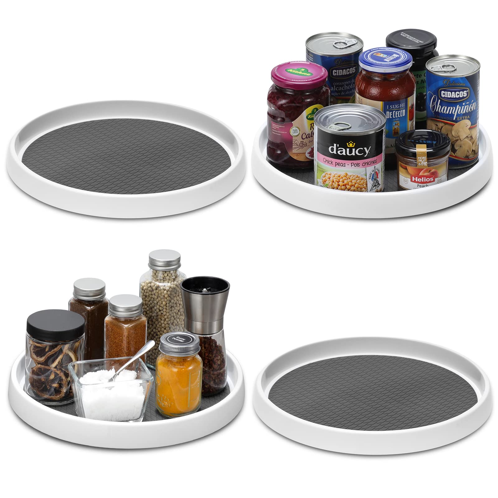 Non-Skid Lazy Susan Turntable Organizer (4-Pack, 10”) – Rotating Storage for Kitchen, Pantry, Fridge & Vanity