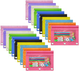 20-Pack Multicolor 3-Ring Binder Pencil Pouches