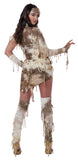 Tan Mummy Costume – One-Sleeved Ancient Wrap Dress with Matching Glovlette 🏺🧻