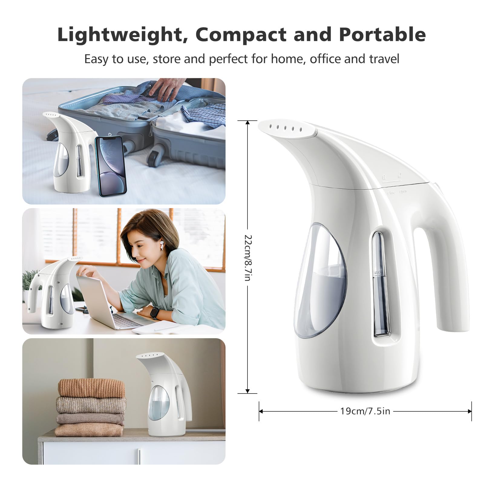 Hilife Handheld Garment Steamer 700W Portable Travel Wrinkle Remover with Extended Cord and Large Tank