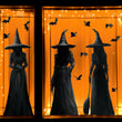 Halloween Witch Window Clings – 3 Scary Witches & 34 Bats Double-Sided PVC Silhouette Stickers (Black, Reusable)