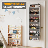 SpaceAid Over-the-Door Hanging Organizer with Clear Pockets – 5-Tier Storage System with Mesh Side Pockets (Gray)